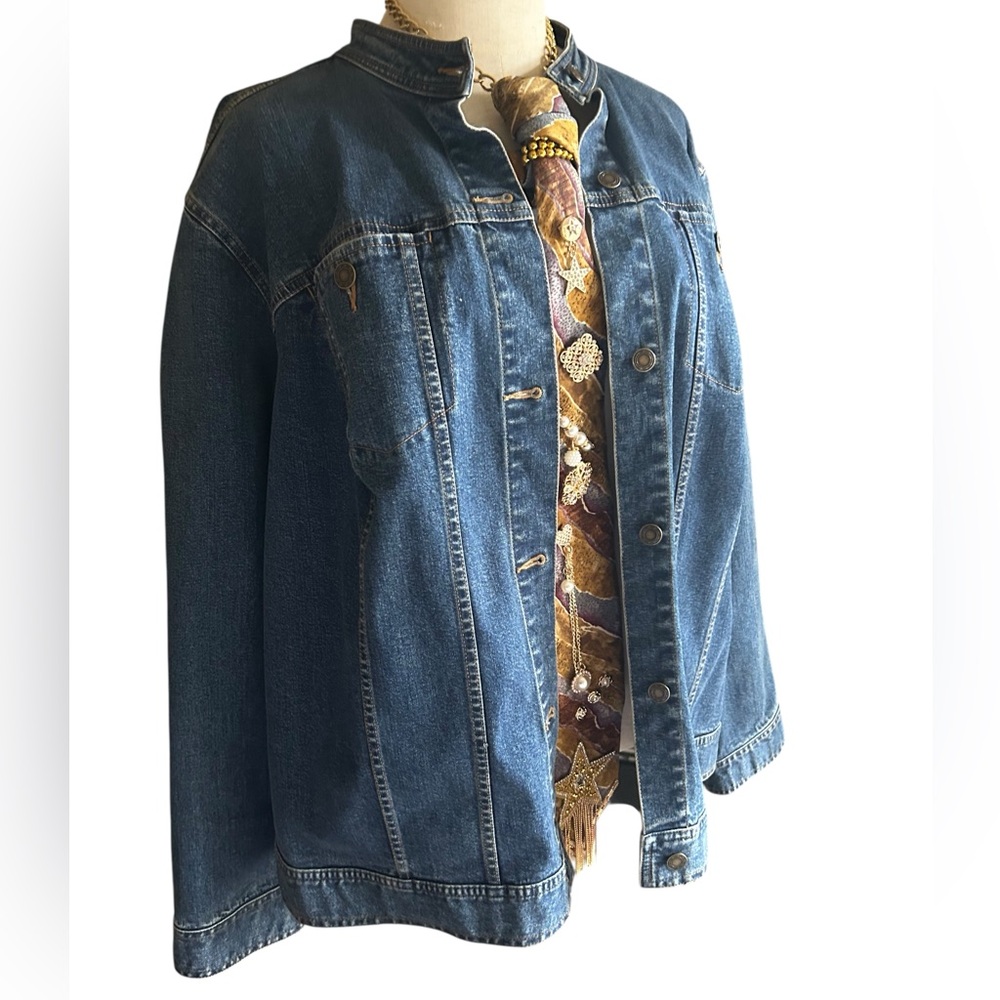 Collarless Denim Jacket Size 2X